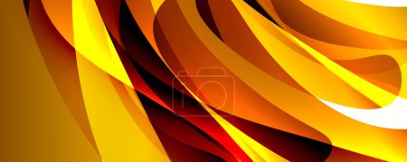 Illustration for Vibrant colors of yellow and red create a beautiful wave pattern on a white background, resembling a flowering plant in full bloom with amber petals and orange leaves - Royalty Free Image