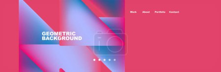 Illustration for A vibrant geometric background featuring a blend of pink and electric blue, with hints of violet and magenta creating a colorful patterned rectangle with a blurred effect - Royalty Free Image