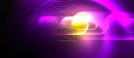 Ilustración de Una vibrante mezcla de luces de neón púrpura y amarilla ilumina un fondo oscuro, creando una atmósfera colorida y eléctrica que recuerda a la iluminación automotriz - Imagen libre de derechos