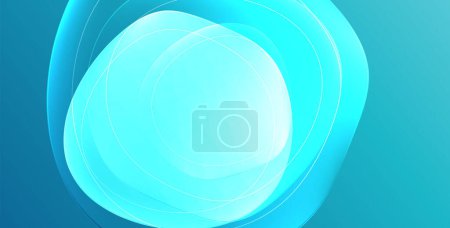 Ilustración de Un patrón fascinante de tintes y tonos de azul líquido que se asemeja a un círculo azul eléctrico con un centro blanco sobre un fondo azul, como mirar a través del vidrio - Imagen libre de derechos