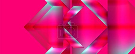 Illustration for Vibrant pink and electric blue geometric pattern on a pink background, featuring triangles in shades of purple, violet, magenta, and tints and shades - Royalty Free Image