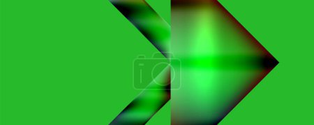 Illustration for A closeup macro photograph of a green arrow pointing to the right against a green screen. The symmetrical rectangular pattern resembles terrestrial plant leaves in shades of green and magenta - Royalty Free Image