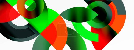 Téléchargez les illustrations : Un motif de feuille verte forme le cercle extérieur, avec des pétales orange entourant un cercle noir au milieu. Le design ressemble à un système de roue automobile, avec une touche artistique rapprochée - en licence libre de droit