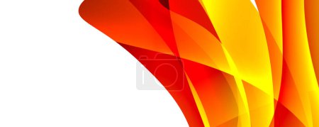Illustration for A detailed macro photograph showing the vibrant red and yellow petals of a flowering plant, forming a wavelike pattern on a white background - Royalty Free Image