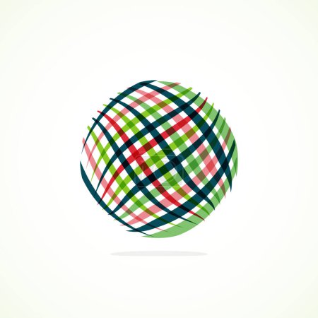 Illustration for A stylish fashion accessory featuring a colorful plaid pattern in tints and shades of electric blue and magenta, creating symmetry in circles and rectangles on a white background - Royalty Free Image
