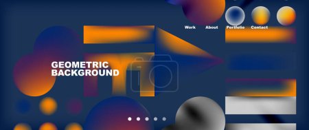 Illustration for A geometric background featuring circles and lines on a dark blue backdrop, creating a futuristic vibe. Perfect for technology events or engineering showcases - Royalty Free Image