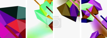 Ilustración de Una vibrante muestra de colorido y simetría creada a partir de un collage de rectángulos, triángulos, círculos y patrones sobre un fondo blanco - Imagen libre de derechos