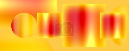 Illustration for Vibrantly colored blurred image featuring a mix of yellow and red tones with a central circle. The blend of hues creates a dynamic art piece with hints of amber, magenta, and peach - Royalty Free Image