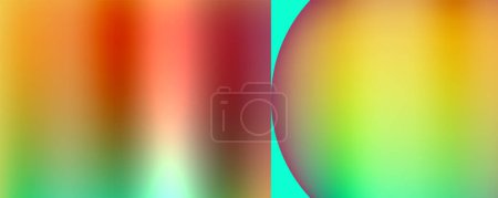 Illustration for A vibrant blend of colorfulness with tints and shades like magenta, electric blue, and peach forms a stunning pattern in the circle on a blurred background, creating a unique piece of art in graphics - Royalty Free Image