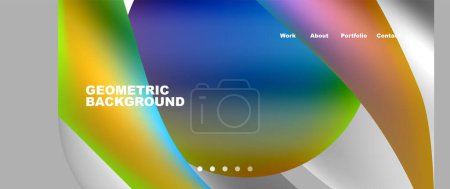 Illustration for A vibrant geometric background featuring a liquidlike circle in electric blue and magenta colors. This macro photography showcases a mesmerizing pattern with graphics and art elements - Royalty Free Image