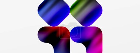 Ilustración de Un par de pendientes coloridos con un patrón audaz de círculos en tonos de rojo, magenta y azul eléctrico, hechos de plástico. Un accesorio de moda de moda sobre un fondo blanco - Imagen libre de derechos