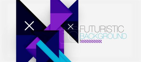 Illustration for Futuristic white background with electric blue and magenta triangles, creating a vibrant geometric pattern. Perfect for a logo design with symmetry and violet fonts - Royalty Free Image