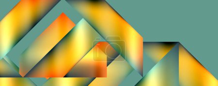 Illustration for Vibrant colorfulness is displayed in a geometric pattern of yellow and orange triangles on a green background. The symmetry and closeup details enhance the artistry of the design - Royalty Free Image
