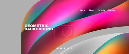 Illustration for A vibrant geometric background featuring a rainbow of colors including pink, violet, magenta. Reminiscent of automotive design with hues inspired by automotive lighting and tire rims - Royalty Free Image