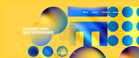 Illustration for A vibrant geometric background featuring electric blue and yellow circles on a yellow backdrop. Perfect for engineering, graphics, logos, or branding in games - Royalty Free Image