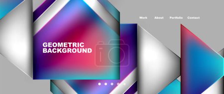 Illustration for A geometric background with squares and triangles on a gray background . High quality - Royalty Free Image