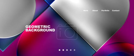 Illustration for The geometric background resembles a soccer ball with purple, violet, magenta, and electric blue colors. It features triangles, rectangles, and an electronic device logo - Royalty Free Image