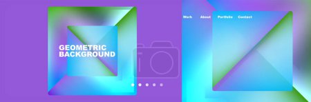 Illustration for An electric blue rectangle stands out against a background of azure and aqua geometric shapes, with accents of purple and magenta adding colorfulness to the design - Royalty Free Image