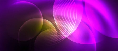 Téléchargez les illustrations : Cercles lumineux sur un fond violet foncé Haute qualité - en licence libre de droit