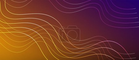 Ilustración de Un paisaje vibrante con olas en tonos púrpura, magenta y azul eléctrico sobre un fondo marrón, añadiendo un toque de belleza natural al espacio - Imagen libre de derechos