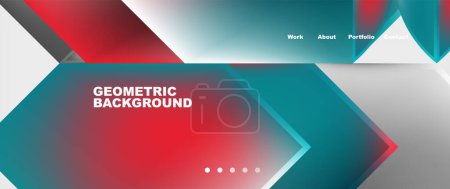 Illustration for The geometric background features triangles in red, blue, and white colors. It would make a great design for a display device or automotive exterior with a modern and dynamic look - Royalty Free Image