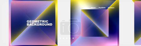A vibrant collection of geometric backgrounds featuring triangles and squares in Colorfulness, Light, Yellow, and Electric blue. Perfect for electronic devices and technologythemed designs