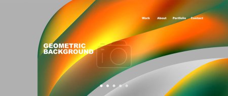 Illustration for A colorful geometric background featuring a liquidlike rainbow of colors, with closeup macro photography showcasing intricate leaf patterns and circle graphics in various tints and shades - Royalty Free Image