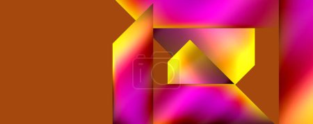 Téléchargez les illustrations : Un fond abstrait vibrant avec un triangle symétrique dans les tons de violet, violet, rose, magenta et bleu électrique avec un motif audacieux - en licence libre de droit