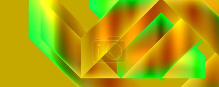 Illustration for A yellow , green and orange geometric pattern on a yellow background . High quality - Royalty Free Image