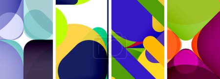 Ilustración de Un vibrante collage de patrones de color en rectángulos sobre un fondo blanco, parecido a un organismo artístico. La fusión de coloridos tintes y tonos crea una fascinante exhibición de arte y tecnología - Imagen libre de derechos