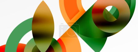 Illustration for A vibrant green and orange ribbon on a white background, showcasing a colorful pattern inspired by the symmetry of a wheel. Perfect for creative arts and automotive enthusiasts - Royalty Free Image