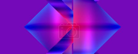 Illustration for The colorful artwork on the purple background showcases a symmetrical pattern of red and blue triangles, creating a vibrant display of electric blue, violet, and magenta tints and shades - Royalty Free Image