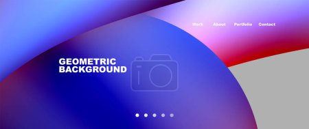 Illustration for A geometric background with a blue , pink and red circle . High quality - Royalty Free Image