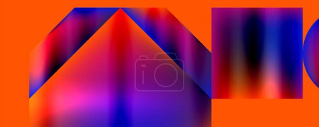 Illustration for A vibrant image showing a blurry triangle in shades of red, purple, and blue set against an orange background. The symmetry of the triangle creates an electric and colorful display - Royalty Free Image