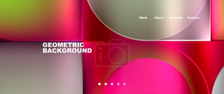 Illustration for A geometric background featuring circles and squares in shades of pink and magenta. The design incorporates automotive lighting elements and a stylish font pattern - Royalty Free Image