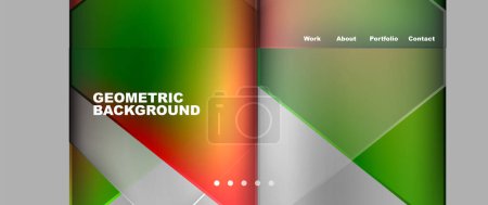 Illustration for A geometric background with red , green and white triangles High quality - Royalty Free Image