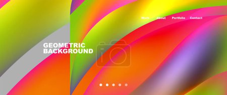 Illustration for Vibrant geometric background with a colorful rainbow of colors inspired by terrestrial plants and petals, featuring magenta hues and circular patterns reminiscent of automotive wheels - Royalty Free Image