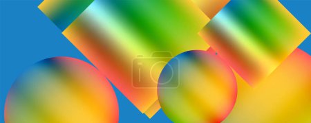 Illustration for A colorful pattern of floating balls in electric blue liquid creates an artful display. Each petallike circle showcases vibrant tints and shades in a closeup view, resembling water droplets - Royalty Free Image