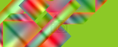 Illustration for Vibrant colorfulness and symmetry create a mesmerizing pattern of triangles in shades of magenta and electric blue on a green background, resembling abstract macro photography art - Royalty Free Image