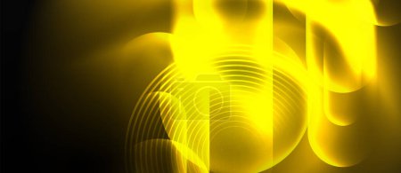 Illustration for A closeup of an amber light against a black background resembling a glowing gas in the sky. The circular pattern and symmetry create a mesmerizing effect - Royalty Free Image