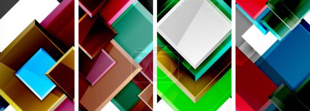 Ilustración de Una serie de vibrantes rectángulos en varios tonos colocados simétricamente sobre un fondo blanco, creando un patrón de arte cautivador con una mezcla de colores y formas - Imagen libre de derechos