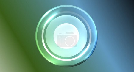 Illustration for A blue and green circle with a white center on a blue background . High quality - Royalty Free Image
