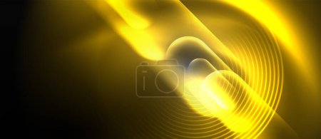 Téléchargez les illustrations : Une macro-photographie capture un gros plan d'une lumière jaune sur un fond noir, mettant en évidence le pétale bleu électrique d'une plante terrestre. Le motif de cercle métallique ajoute un contraste intrigant - en licence libre de droit
