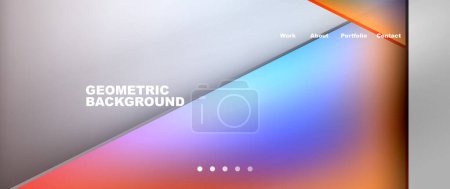 Illustration for The geometric background features a gradient of colors including electric blue, creating a dynamic display device with triangles, circles, and rectangles against a sky backdrop - Royalty Free Image
