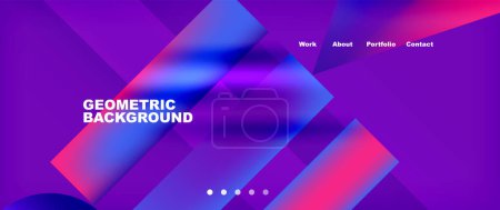 Illustration for A visually striking geometric background featuring electric blue and magenta triangles and rectangles on a vibrant purple backdrop. Perfect for entertainment events with visual effect lighting - Royalty Free Image
