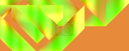 Illustration for A vibrant geometric pattern of green and yellow triangles on an orange background, showcasing colorfulness, creativity, symmetry, and artistry with hints of electric blue in a graphic design - Royalty Free Image