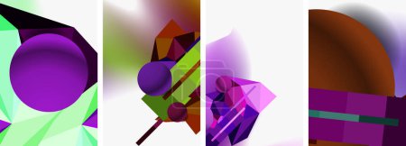 Ilustración de Un collage visualmente impresionante con varios tonos como púrpura, rosa, magenta y violeta. Las imágenes muestran pétalos, rectángulos, fuentes, patrones y arte de vidrio - Imagen libre de derechos