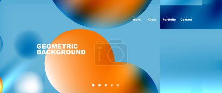 Illustration for A geometric background featuring circles in shades of orange and electric blue on a deep blue backdrop. Perfect for a brand logo or macro photography graphics - Royalty Free Image