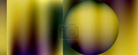 Illustration for An artistic closeup shot showcasing a colorful pattern of tints and shades in a blurred image with a circle in the middle, featuring a mix of yellow, purple, and electric blue hues - Royalty Free Image