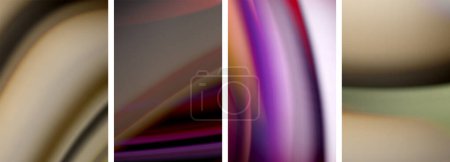 Illustration for A collage of four pictures showcasing various shades of purple and violet objects in different shapes like rectangles, with unique patterns and materials, including magenta and electric blue accents - Royalty Free Image